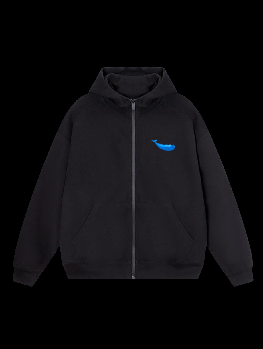whale zip hoodie